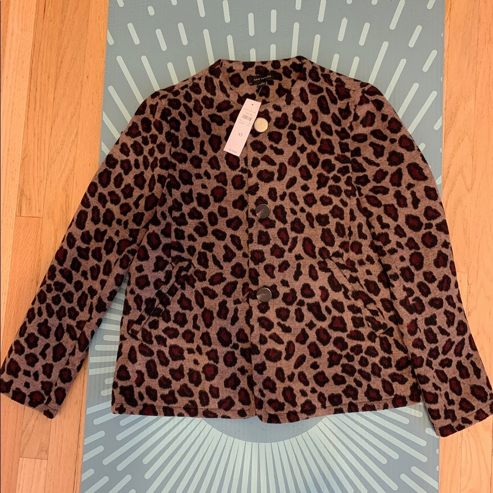 Ann Taylor leopard pattern brown jacket - Picture 4 of 7